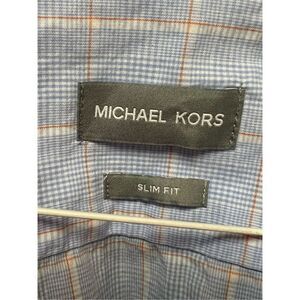 Michael Kors Mens XXL 2XL Button Down Shirt Slim Fit Plaid Pattern Long Sleeve